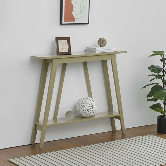 Kings Brand Furniture Conway Console Table - Functional Narrow Wood Accent Entryway Table with Storage Shelf for Hallway, Front Hall, Entryway, Living Room, Kitchen (Lemon Pepper)