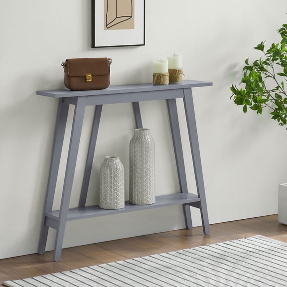 Kings Brand Furniture Conway Console Table - Functional Narrow Wood Accent Entryway Table with Storage Shelf for Hallway, Front Hall, Entryway, Living Room, Kitchen (Gray)