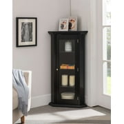 Kings Brand Furniture Corner Curio Storage Cabinet with Glass Door, Black