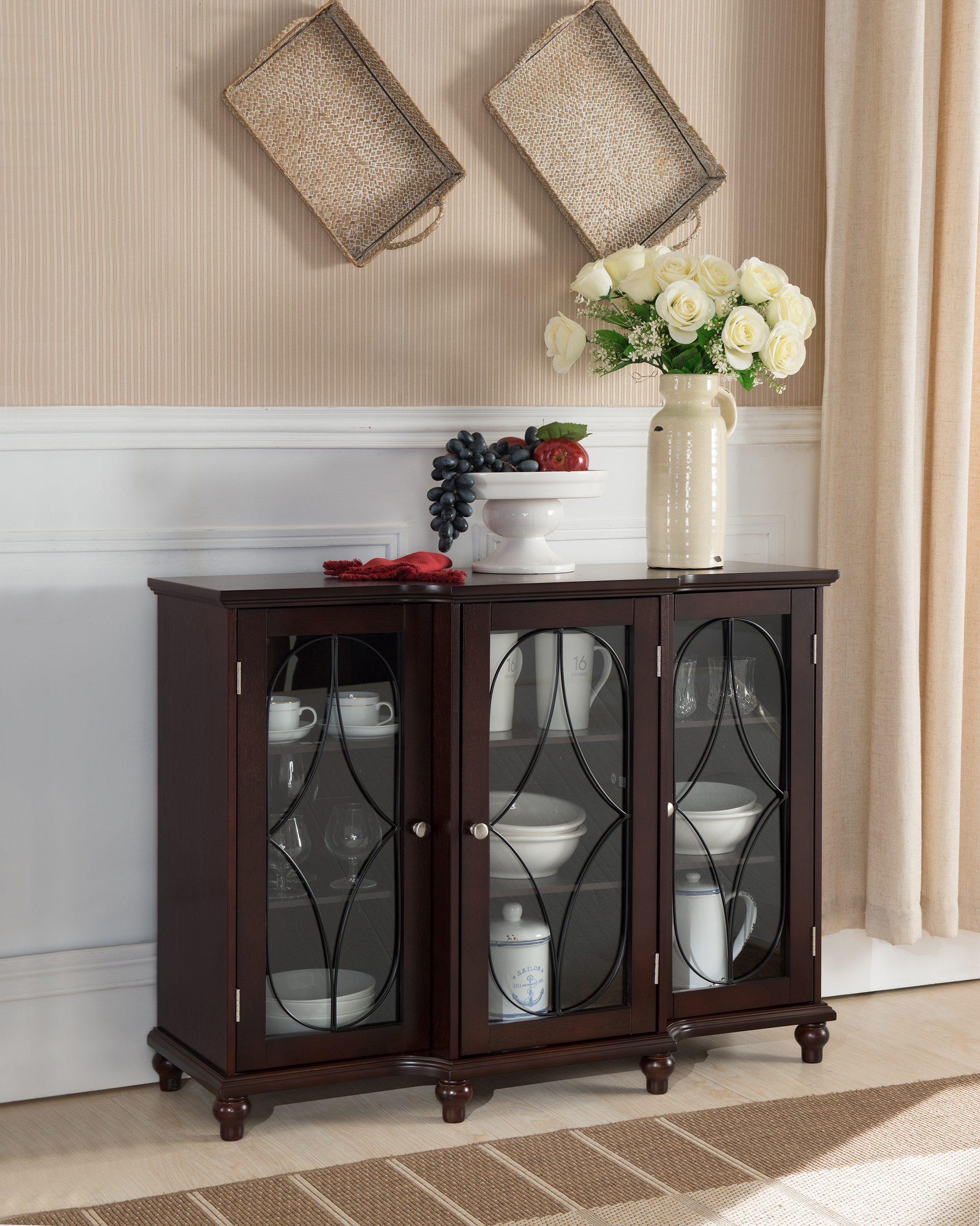 Kings Brand Furniture Elegant Wood Display Buffet