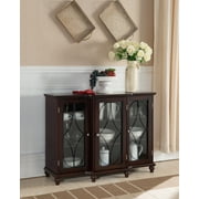 Kings Brand Furniture Elegant Wood Display Cabinet Buffet Cabinet, Cherry