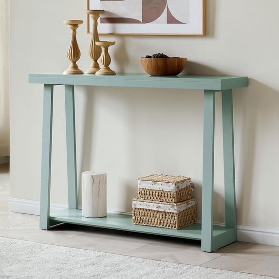 Kings Brand Furniture Emma Wood Console Sofa Table with Storage Shelf for Entryway, Hallway, Behind The Couch, Living Room, Foyer, Bedroom (Ice Blue, 36 inches)
