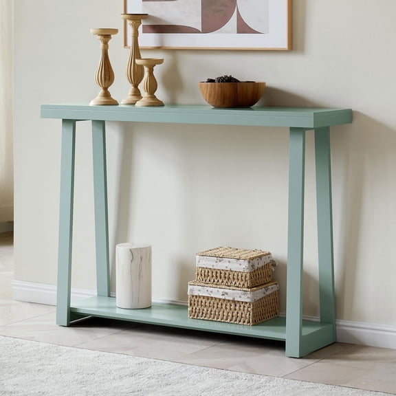 Kings Brand Furniture Emma Wood Console Sofa Table with Storage Shelf for Entryway, Hallway, Behind The Couch, Living Room, Foyer, Bedroom (Ice Blue, 36 inches)