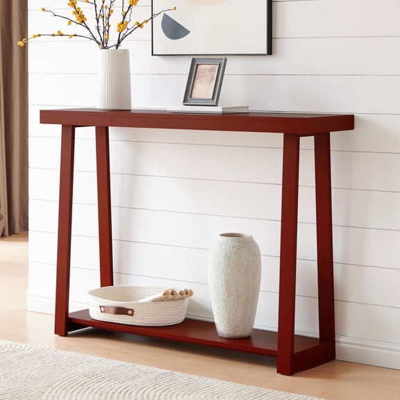 Kings Brand Furniture Emma Wood Console Sofa Table with Storage Shelf for Entryway, Hallway, Behind The Couch, Living Room, Foyer, Bedroom (Red, 36 inches)