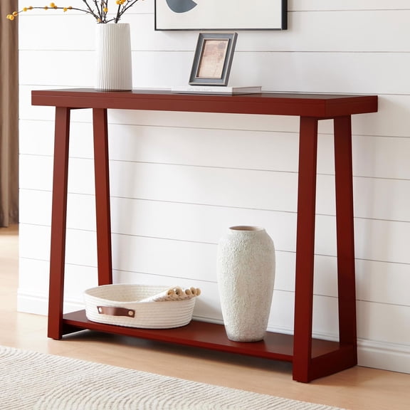 Kings Brand Furniture Emma Wood Console Sofa Table with Storage Shelf for Entryway, Hallway, Behind The Couch, Living Room, Foyer, Bedroom (Red, 44 inches)