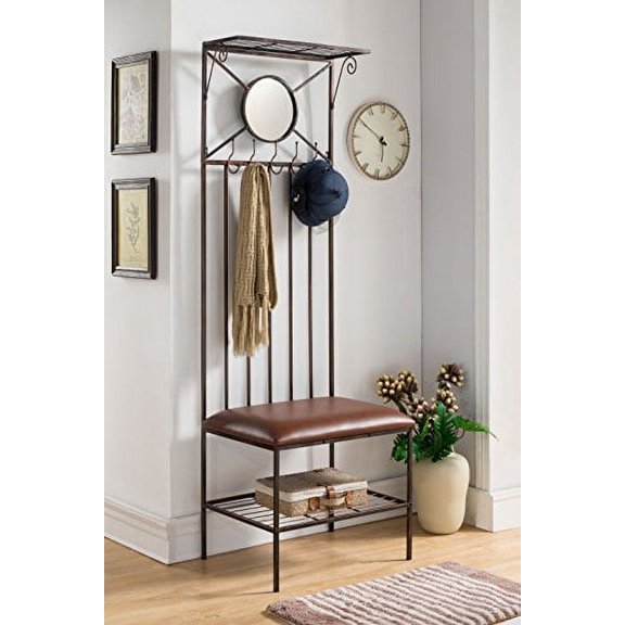 Kings Brand Furniture Entryway Hallway Storage Bench with & Coat Rack