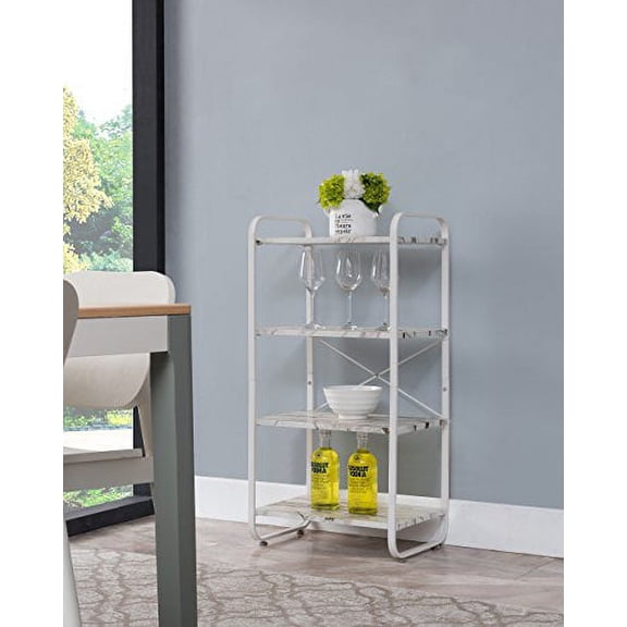 Kings Brand Furniture Faux Marble 4 Tier Kitchen Baker's Rack Storage Shelves, White