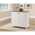 thumbnail image 1 of Kings Brand Furniture Faux Marble Kitchen Island Storage Cabinet, White/Brown, 1 of 11