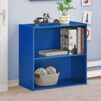 Kings Brand Furniture George 2-Tier Bookcase Storage Organizer - Wooden Shelf Organizer for Bedroom, Nursery, School or Home Office (Blue)
