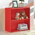 thumbnail image 1 of Kings Brand Furniture George 2-Tier Bookcase Storage Organizer - Wooden Shelf Organizer for Bedroom, Nursery, School or Home Office (Red), 1 of 5