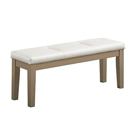 Kings Brand Furniture - Hillsdale Upholstered Dining Bench, White/Gold