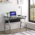 thumbnail image 1 of Kings Brand Furniture Chrome Metal Computer Desk – Clear Glass Top for Home Office, Study & Workspaces, 1 of 6