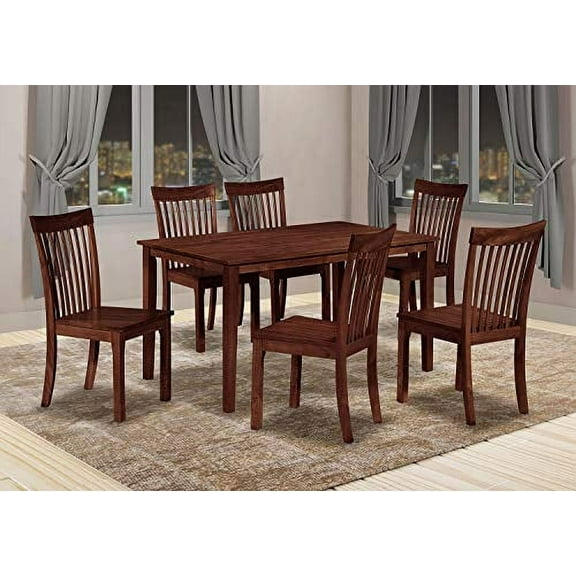 Kings Brand Furniture - Kurmer 7 Pcs Wood Kitchen Dining Table Set. Table & 6 Chairs, Cappuccino