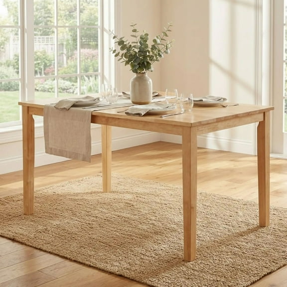 Kings Brand Furniture Kurmer Rectangular Solid Wood Dining Room Kitchen Table, Natural Oak