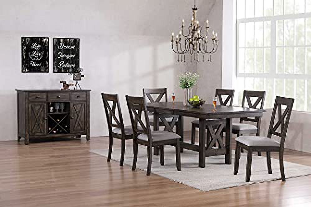 Kings Brand Furniture Lewiston 8Piece Brown Dining Room Set, Table, 6 Chairs & Server