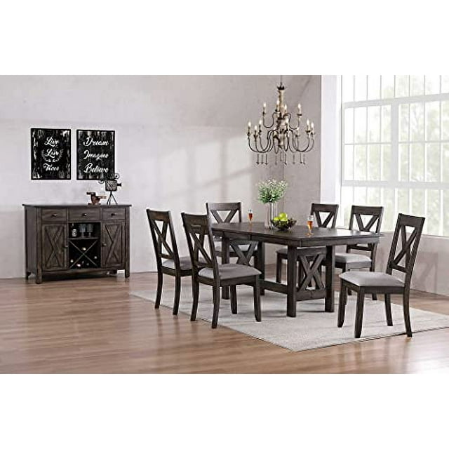 Kings Brand Furniture Lewiston 8Piece Brown Dining Room Set, Table