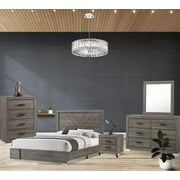 Kings Brand Furniture   Lorain 5-Piece King Size Gray Bedroom Set. Bed, Dresser, Mirror, Chest & 1 Nightstand