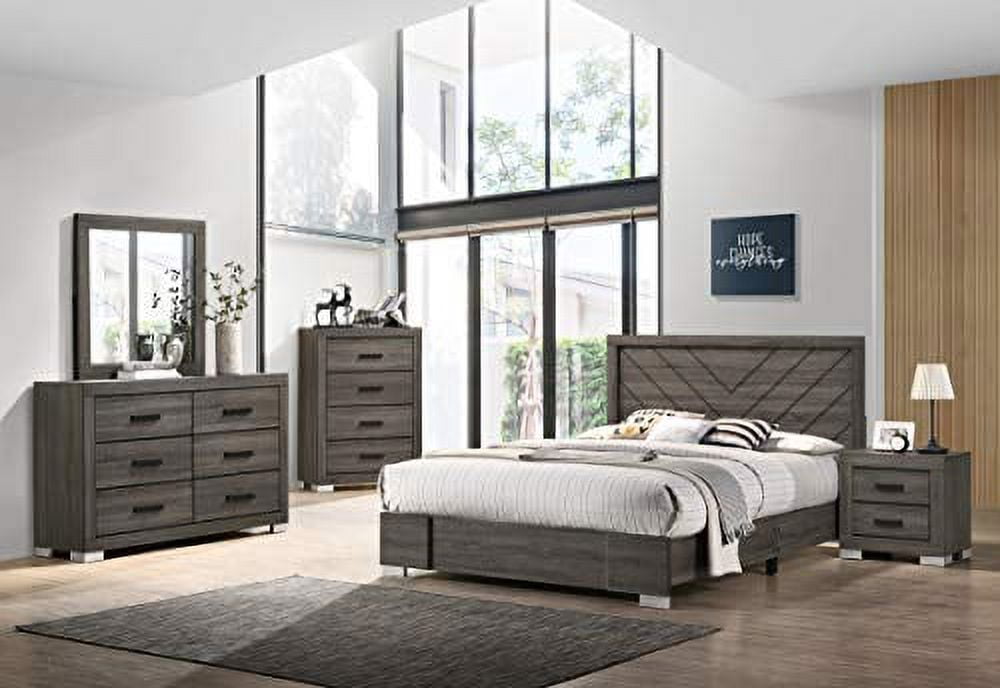 Kings Brand Lorain 6-Piece Queen Bedroom Set in Gray. Includes Bed ...
