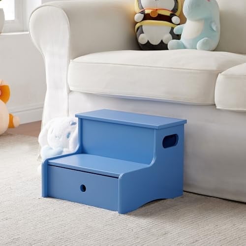Kings Brand Furniture Lylia Kids Step Stool - Two Step Stools for Bathroom, Kitchen and Bedside Support (Windsurfer)