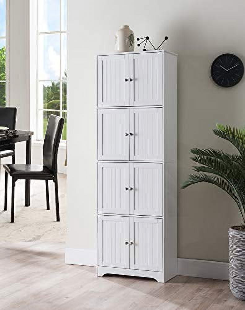 Kings Brand Furniture Lyons 4-Tier 68" Kitchen Pantry Storage Cabinet with 8 Doors, White, 23" W x 11.875" D x 68.25" H