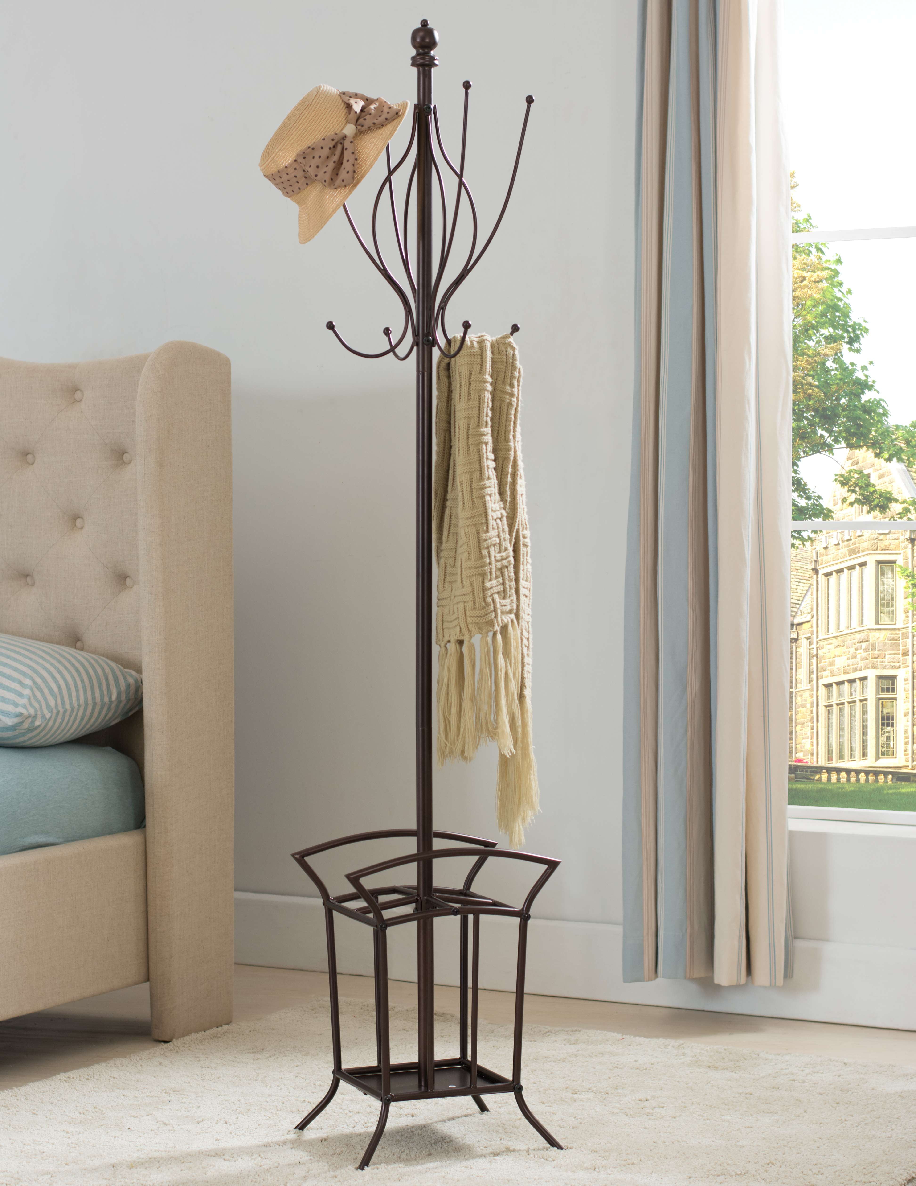 Kings Brand Furniture Metal 8Hook Coat Rack & Umbrella Holder, Bronze