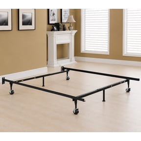 Kings Brand Furniture Metal Adjustable Bed Frame for Twin/Full/Queen Sizes with Rug Rollers & Locking Wheels