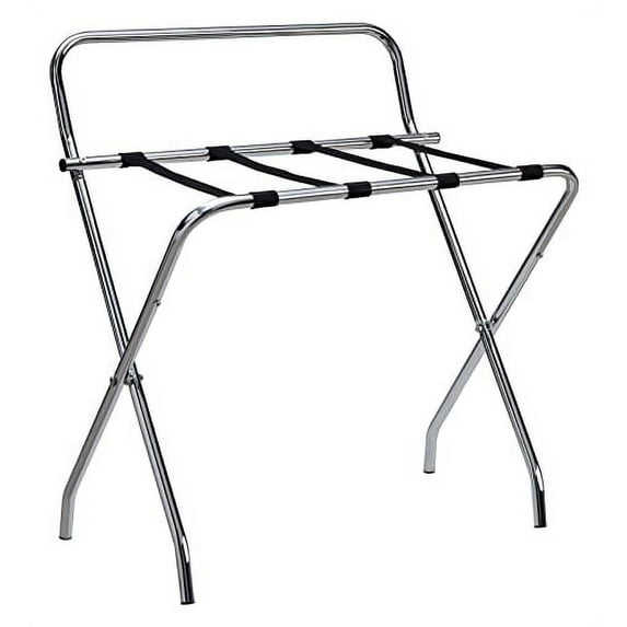 Kings Brand Furniture - Metal Foldable Luggage Rack, Suitcase Stand with Back, Perfect for Guest Room, Bedroom Hotel, Chrome/Black
