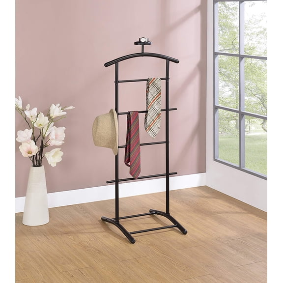 Kings Brand Furniture Metal Valet Stand Suit Rack Clothes Rack, Black