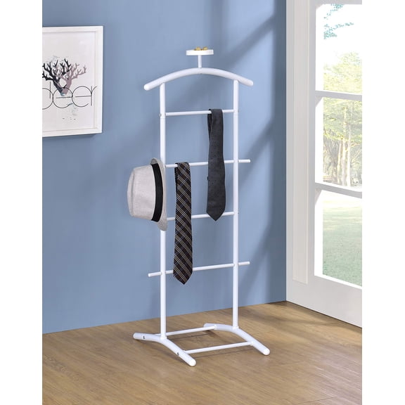 Kings Brand Furniture Metal Valet Stand Suit Rack Clothes Rack, White