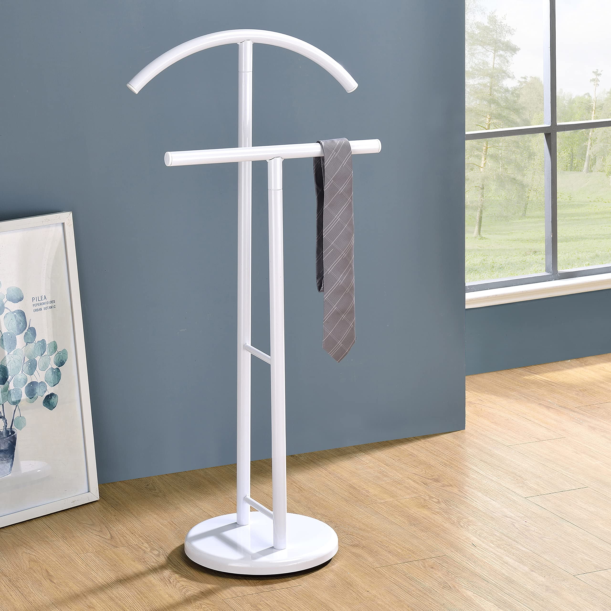 Meadut White Metal Suit Wardrobe Valet Stand