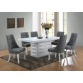 thumbnail image 1 of Kings Brand Furniture Milan 7 Piece White Modern Rectangle Dinette Dining Room Table & 6 Grey Vinyl Chairs, 70.9" W x 39.4" D x 30.5" H, 1 of 5