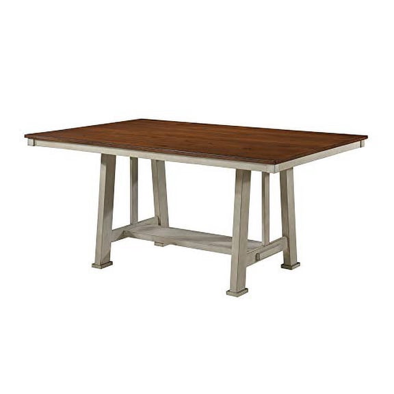 Kings Brand Furniture - Modena Wood Rectangular Dining Table, Walnut/Smoke White