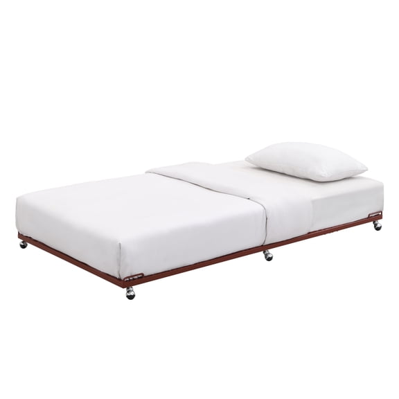 Kings Brand Furniture Moley Twin Size Metal Trundle - Roll Out Bed Frame (Red)