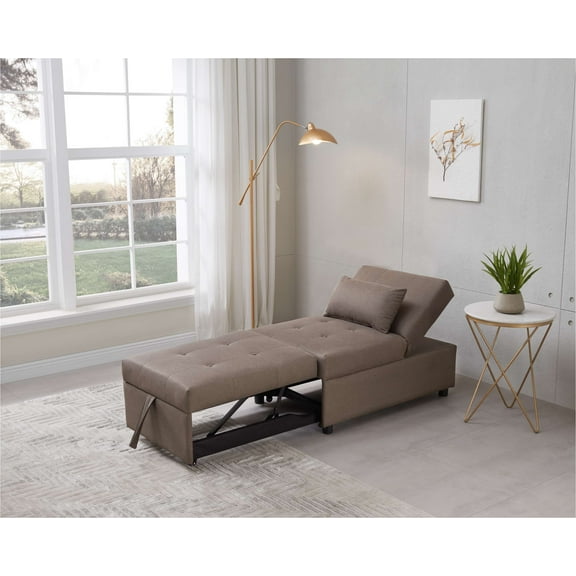 Kings Brand Furniture Multi-Function Ottoman, Sofa Bed Sleeper, Convertible Chair, Dark Grey