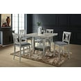 thumbnail image 1 of Kings Brand Furniture Murdo 5-Piece Counter Dining Set – Rustic Washed White Wood Table & 4 Chairs for Kitchen & Dining, 1 of 7