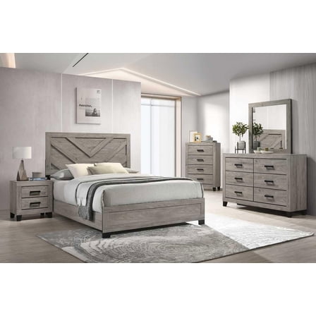 Kings Brand Furniture Napa 5-Piece Bedroom Set - Bed Frame with Headboard, Dresser, Mirror, Chest and 1 Nightstand (King)