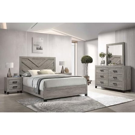 Kings Brand Furniture Napa 5-Piece Bedroom Set - Bed Frame with Headboard, Dresser, Mirror and 2 Nightstands (King)