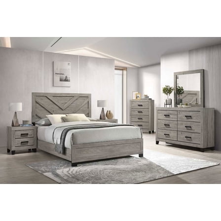 Kings Brand Furniture Napa 6-Piece Bedroom Set - Bed Frame with Headboard, Dresser, Mirror, Chest and 2 Nightstands (King)