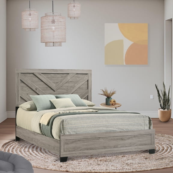 Kings Brand Furniture Napa Bed Frame with Headboard in Light Grey Finish (King)