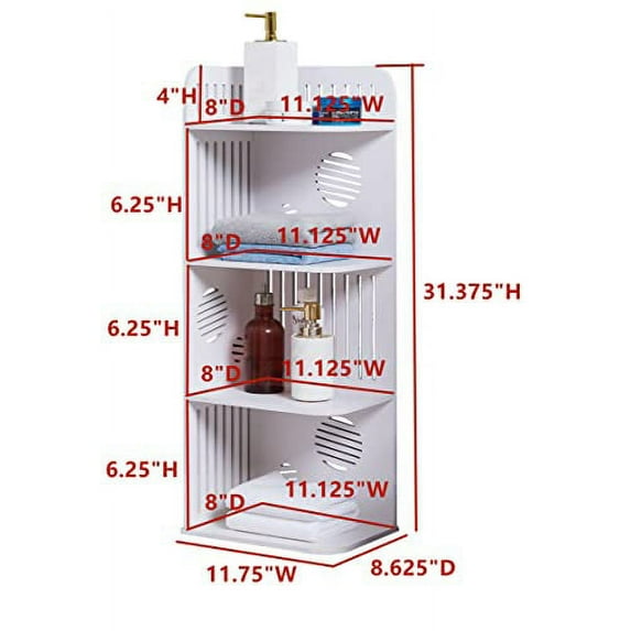 Kings Brand Furniture Olivia 4-Tier Corner Storage Shelf Organizer Bathroom, Living Room, Kitchen, White