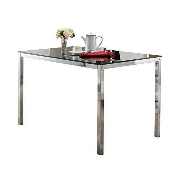 Kings Brand Furniture - Rectangle Modern Dining Table with Glass top, Chrome Base