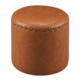 thumbnail image 1 of Kings Brand Furniture Round Faux Leather Stool Ottoman with Nailhead Trim (Brown), 1 of 3