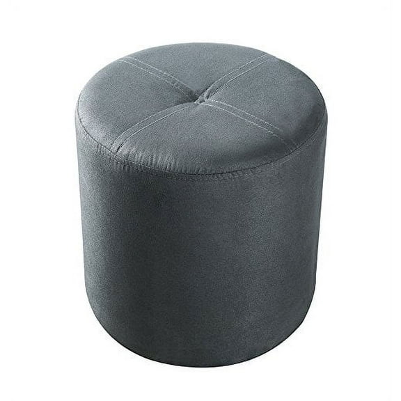 Kings Brand Furniture Round Microfiber Ottoman Stool for Living Room Den, Gray