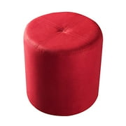 Kings Brand Furniture Round Microfiber Ottoman Stool for Living Room Den, Red