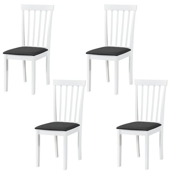 Kings Brand Furniture - Set of 4 Wood Dining Chairs - Upholstered Modern Dining Room Kitchen Armless Side Chair, White