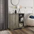 thumbnail image 1 of Kings Brand Furniture Sideboard Accent Storage Cabinet with 3 Shelves & 1 Cupboard, Oak Gray, 1 of 5