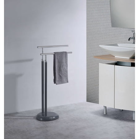 Kings Brand Furniture Simple Metal Freestanding Towel Rack Stand, Gray/Chrome