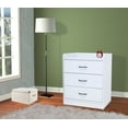 thumbnail image 1 of Kings Brand Furniture White Wood 3-Drawer Chest – Storage Organizer for Kids, Teens & Adults with Top Lip, 1 of 7