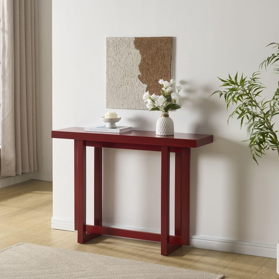 Kings Brand Furniture Soren Console Table – Wood Rectangular Entryway & Sofa Table with Sled Base, Modern Narrow Accent Table for Living Room, Hallway, or Behind Sofa (Red)