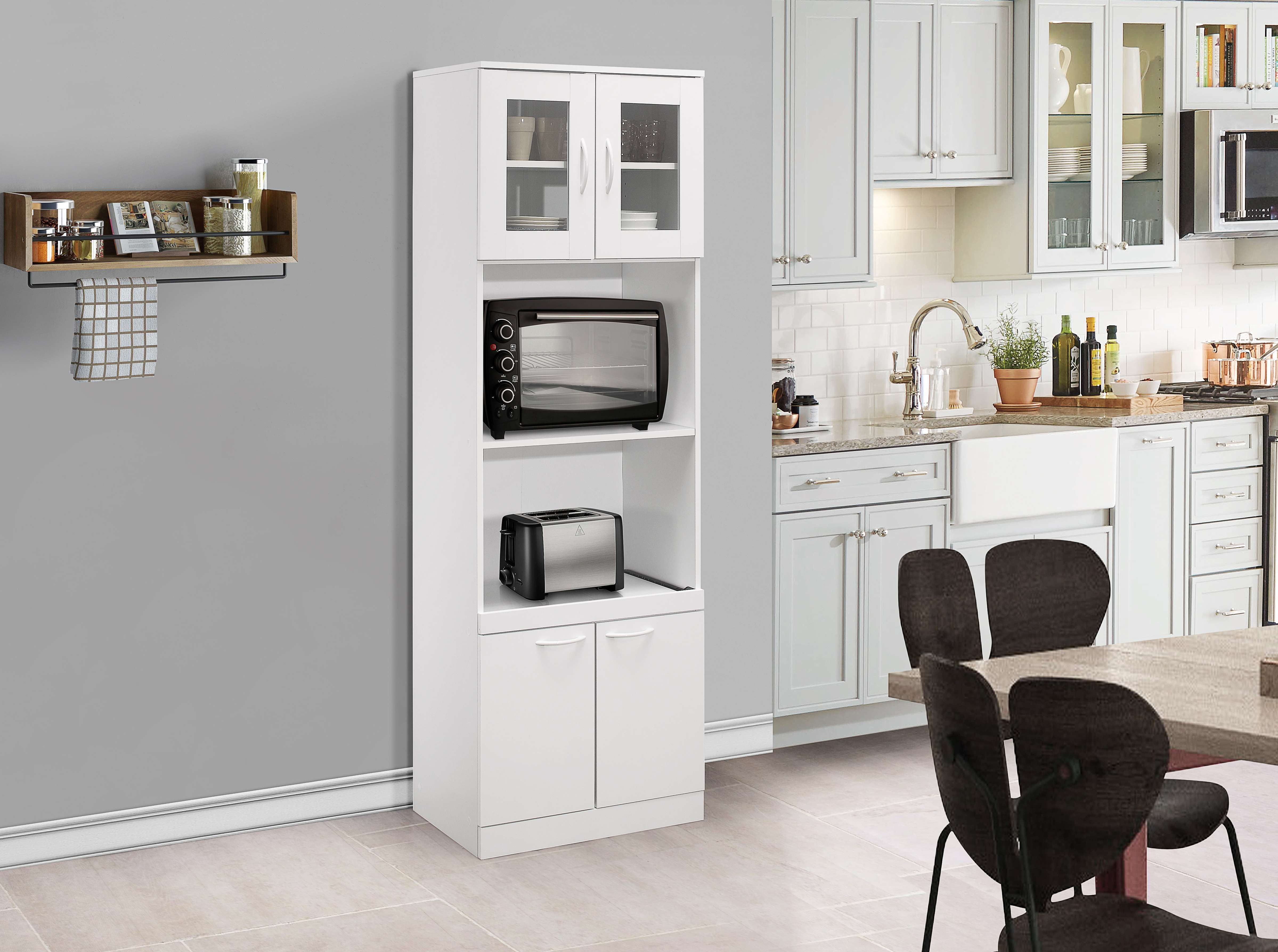 Kings Brand Furniture Tall Kitchen Pantry, Microwave Storage